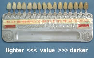 VITA shade guide used to monitor color changes of bleaching teeth